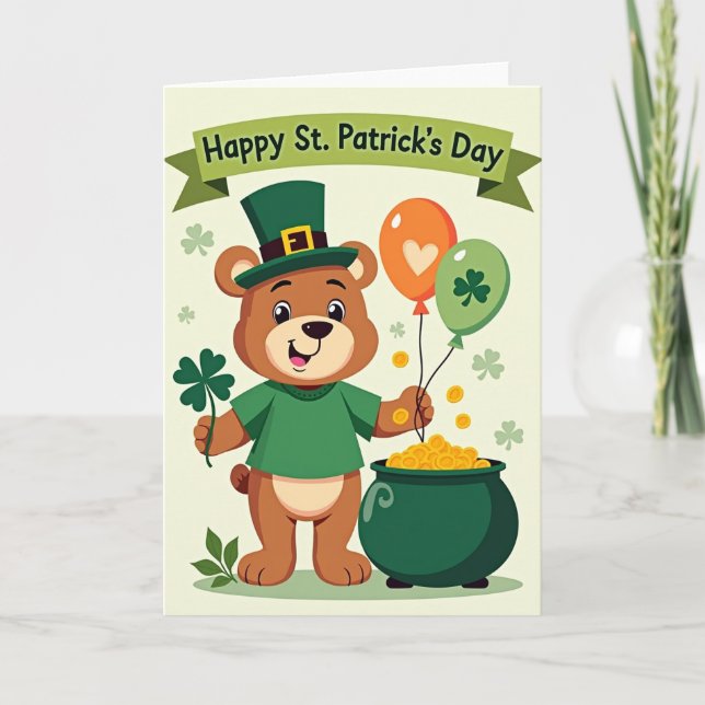 Shamrock Bear Luck Card (Front)