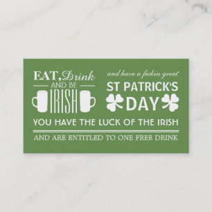 Shamrock & Beer Irish St Patrick's Drinks Ticket