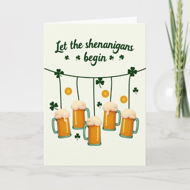 Shamrock Beer St Patricks Card (Front)