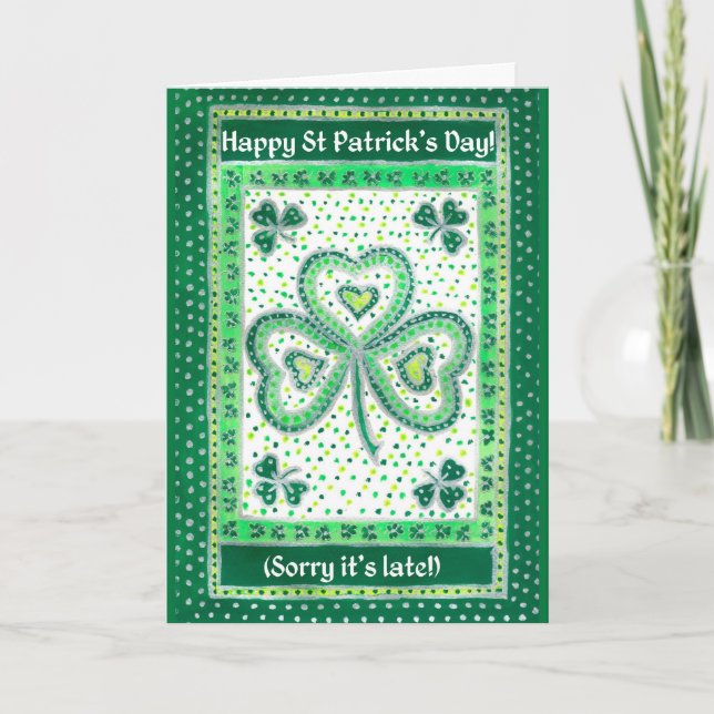 Shamrock Belated St Patrick's Day Card (Front)
