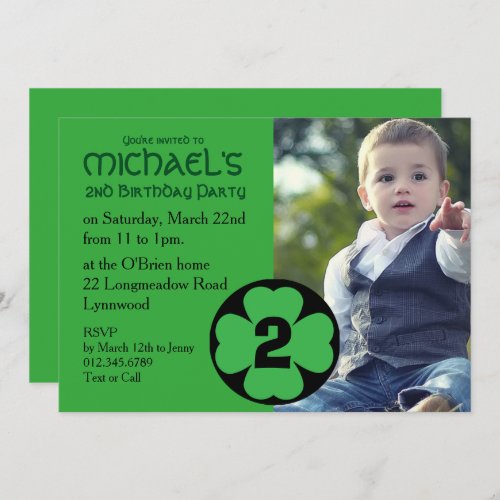 Shamrock Birthday Party Invitation with Photo