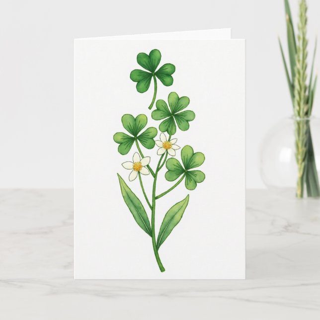 Shamrock Blossom Spring Card (Front)