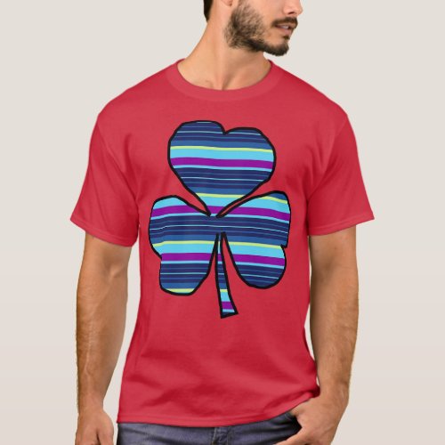 Shamrock Blue Stripes for St Patricks Day T_Shirt