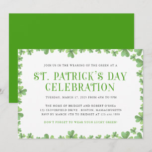 Shamrock Border St. Patrick's Day Party Invite