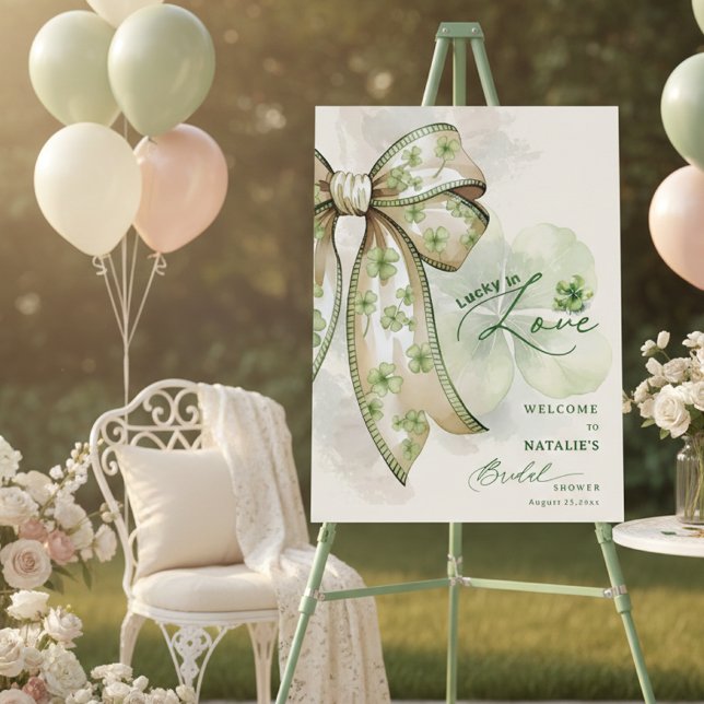 Shamrock Bow Luck in Love Bridal Shower Welcome Foam Board (Shamrock Bow Luck in Love Bridal Shower Welcome Foam Board)