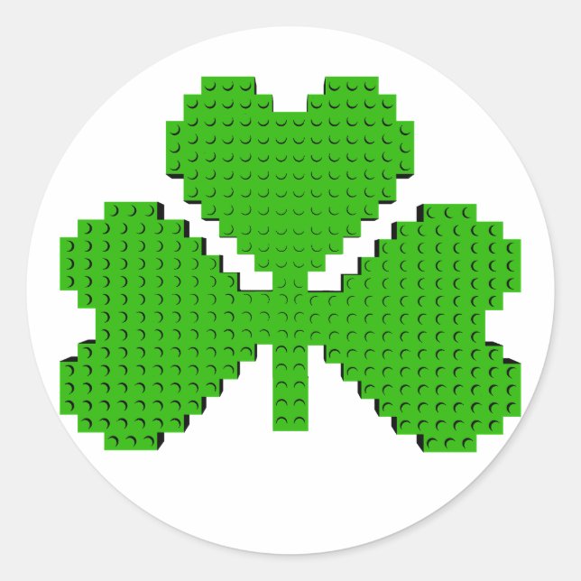 Shamrock Building Blocks Drawing Classic Round Sticker (Front)