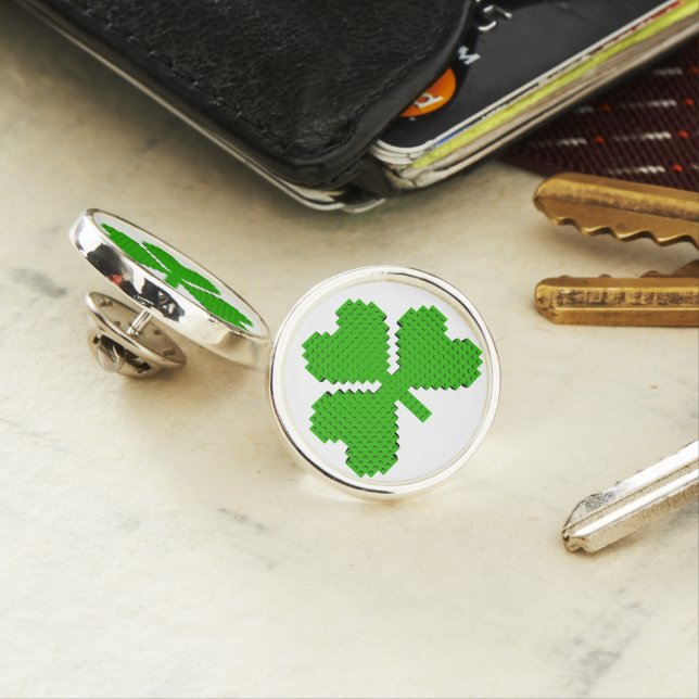 Shamrock Building Blocks Drawing Lapel Pin (In Situ)