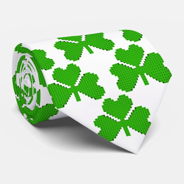 Shamrock Building Blocks Drawing Neck Tie (Rolled)