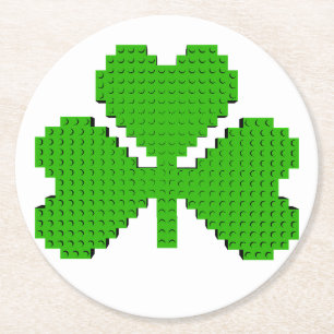 Shamrock Building Blocks Drawing Round Paper Coaster