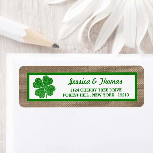 Shamrock & Burlap St. Patrick's Day Label (Insitu)