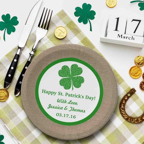 Shamrock  Burlap St Patricks Day Paper Plates