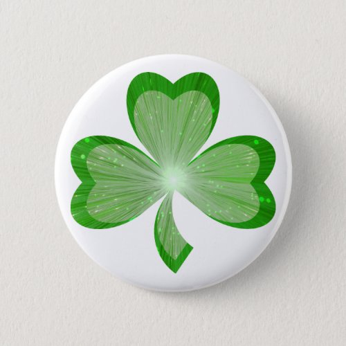 Shamrock button badge white