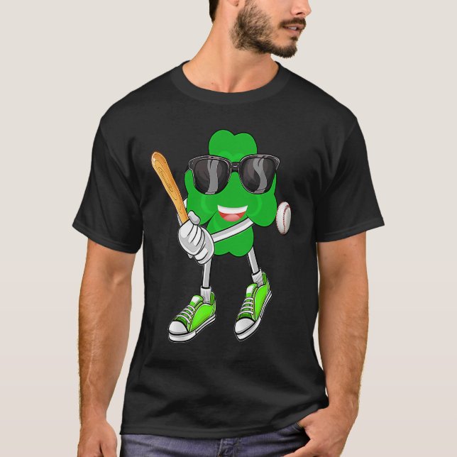 Shamrock C Playing Baseball St Patrick's Day Men B T-Shirt (Front)