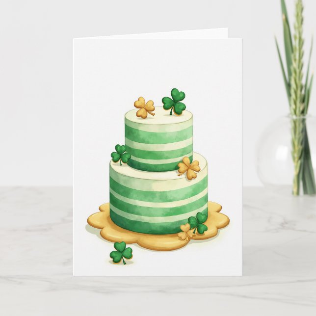 Shamrock Cake Celebration Card (Front)