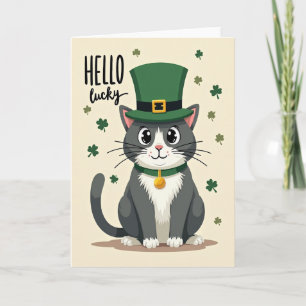 Shamrock Cat Luck Card