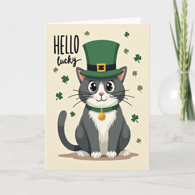 Shamrock Cat Luck Card (Front)