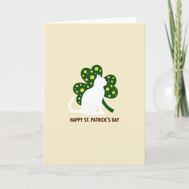 Shamrock Cat Pattern Happy Card (Front)