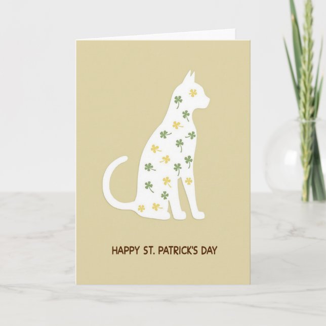 Shamrock Cat Pattern St Patricks Card (Front)