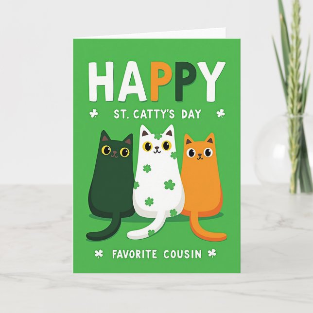 Shamrock Cats Happy Card (Front)