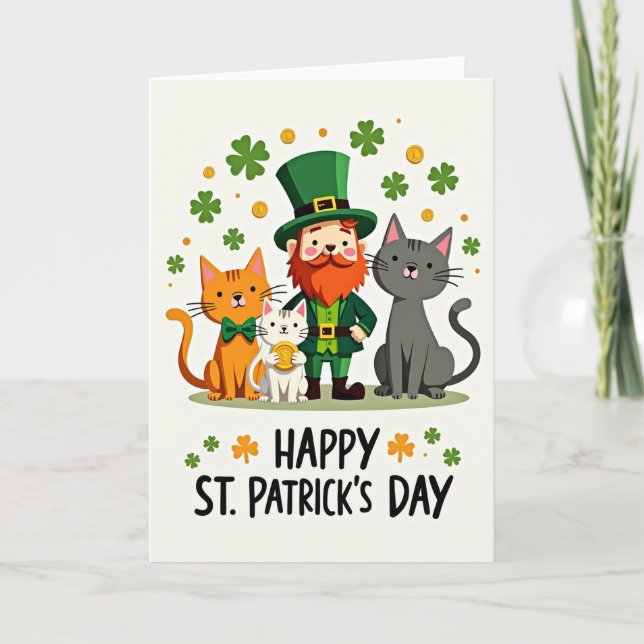 Shamrock Cats Happy Day Card (Front)