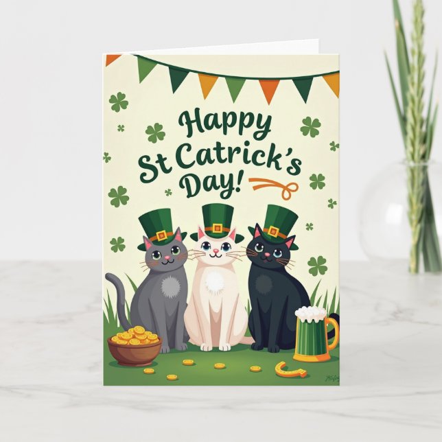 Shamrock Cats Pattern Card (Front)