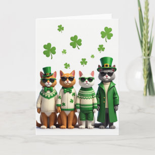 Shamrock Cats Pattern Holiday Card