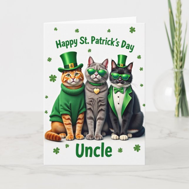 Shamrock Cats Pattern St Patricks Card (Front)