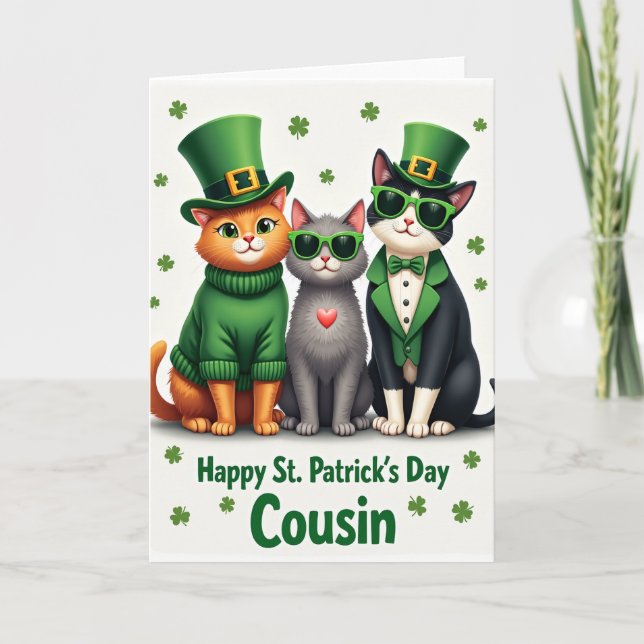 Shamrock Cats St Patricks Card (Front)
