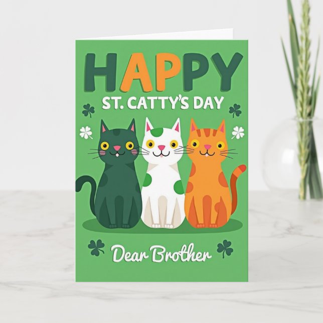Shamrock Cats St Pattys Day Card (Front)