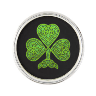 Shamrock Celtic Design Metallc Effect in Green Pin