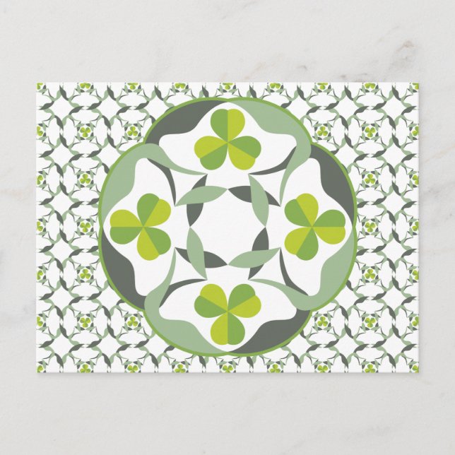 Shamrock Celtic Inspired Pattern St. Patrick’s Day Postcard (Front)