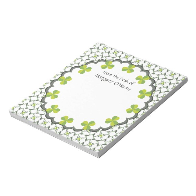 Shamrock Celtic Inspired Personalized Notepad (Rotated)