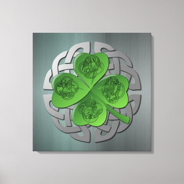 Shamrock - Celtic Knot - 4 Evangelists Canvas Prin Print (Front)