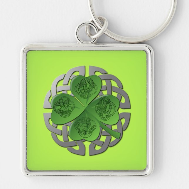 Shamrock – Celtic Knot – 4 Evangelists Keychain (Front)