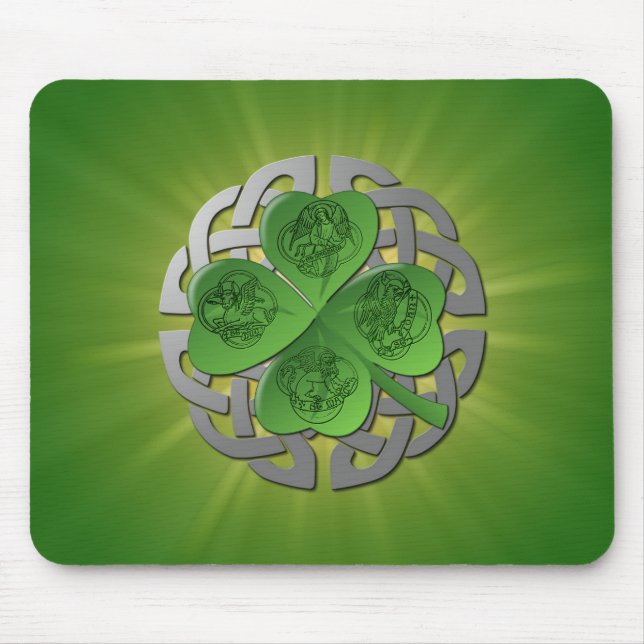 Shamrock – Celtic Knot – 4 Evangelists Mouse Pad (Front)