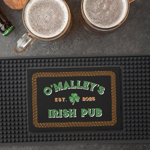 Shamrock Celtic Knot Border Irish Pub Bar Mat