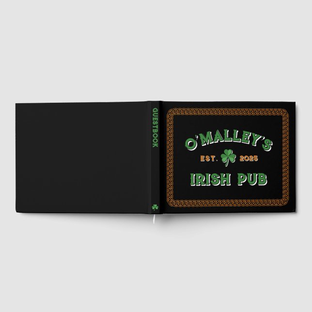 Shamrock Celtic Knot Border Irish Pub Guest Book (Full)