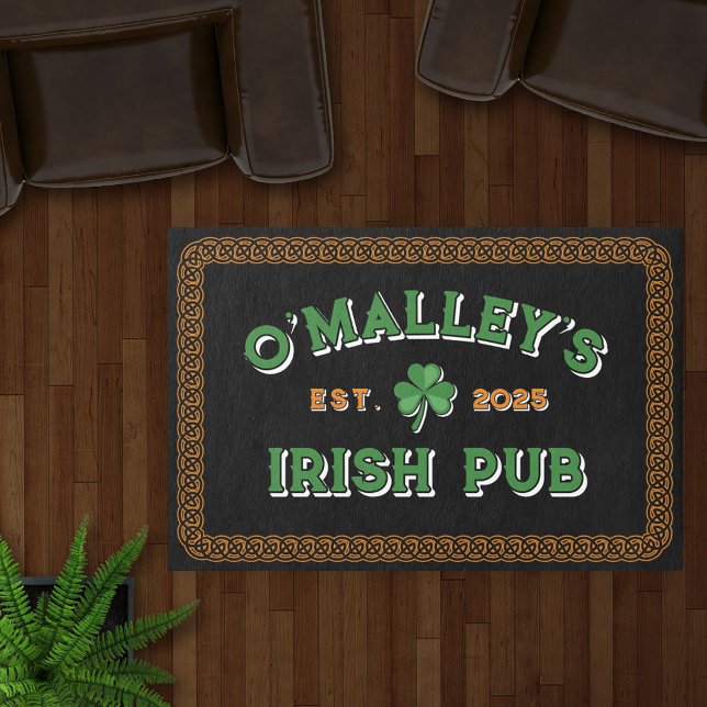 Shamrock Celtic Knot Border Irish Pub Rug (Creator Uploaded)