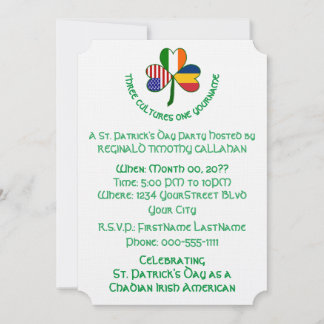 Shamrock Chadian Ireland USA Personalize Text Invitation