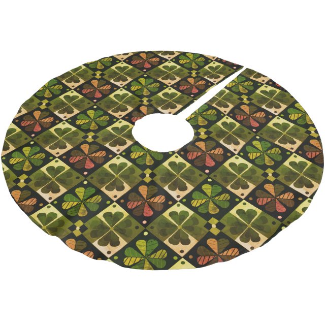 Shamrock Checkerboard Pattern  Brushed Polyester T Tree Skirt (Angled)