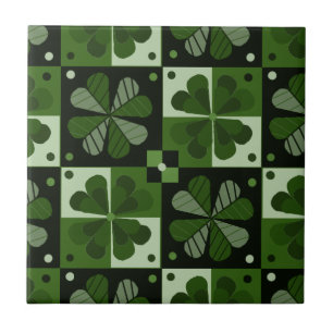 Shamrock Checkerboard Pattern  Ceramic Tile