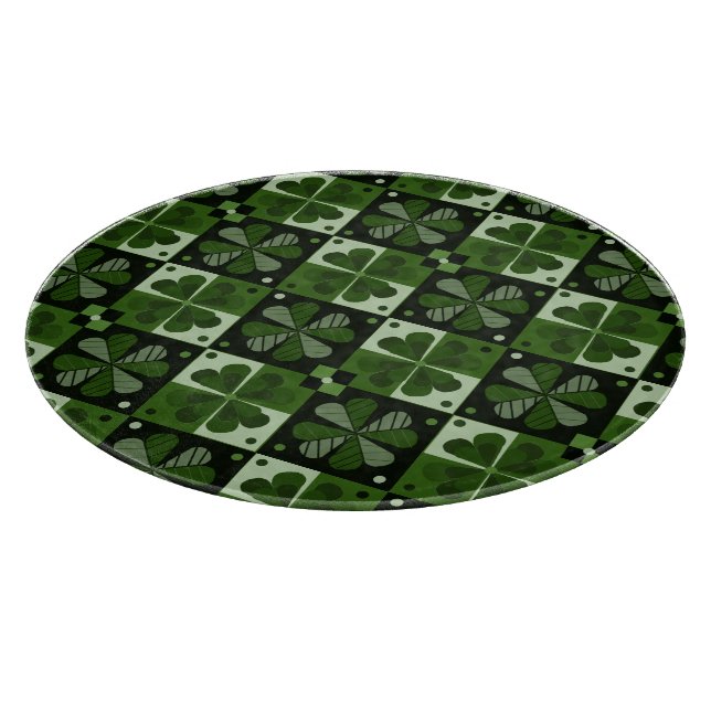 Shamrock Checkerboard Pattern Cutting Board (Corner)