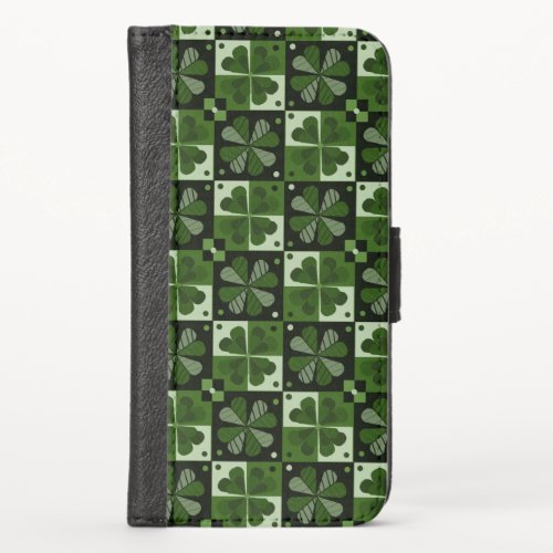 Shamrock Checkerboard Pattern  iPhone X Wallet Case