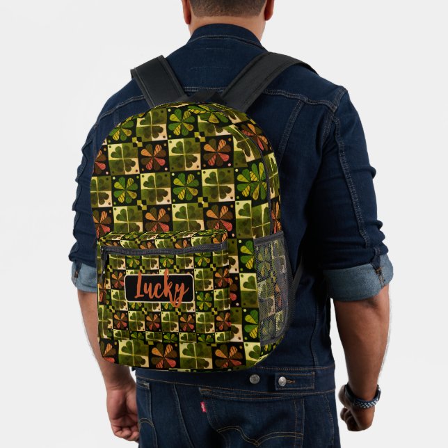 Shamrock Checkerboard Pattern Printed Backpack (Insitu (Model))