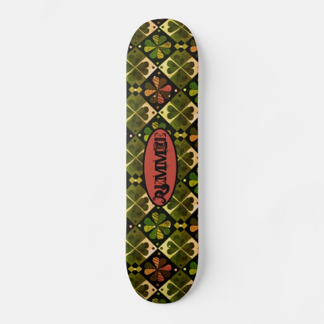 Shamrock Checkerboard Pattern   Skateboard (Front)