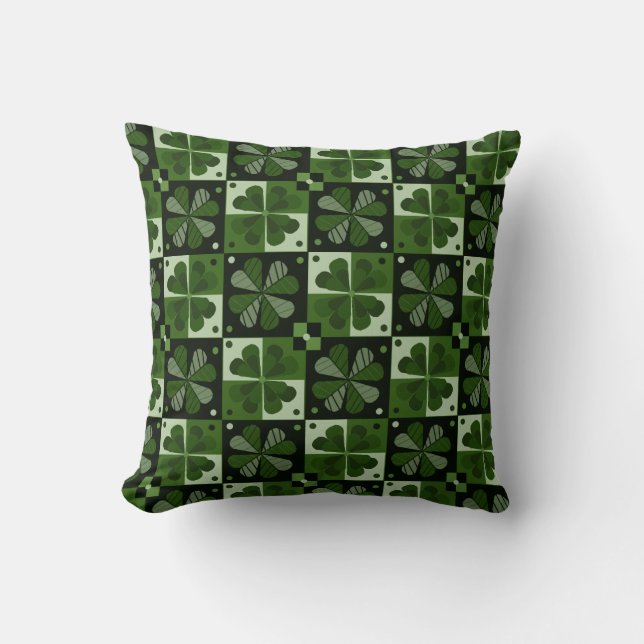 Shamrock Checkerboard Pattern  Throw Pillow (Front)