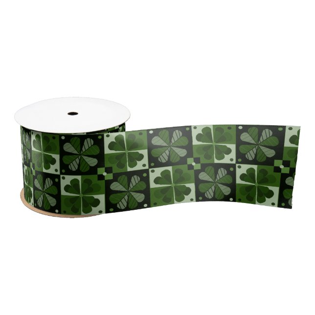 Shamrock Checkerboard  Satin Ribbon (Spool)