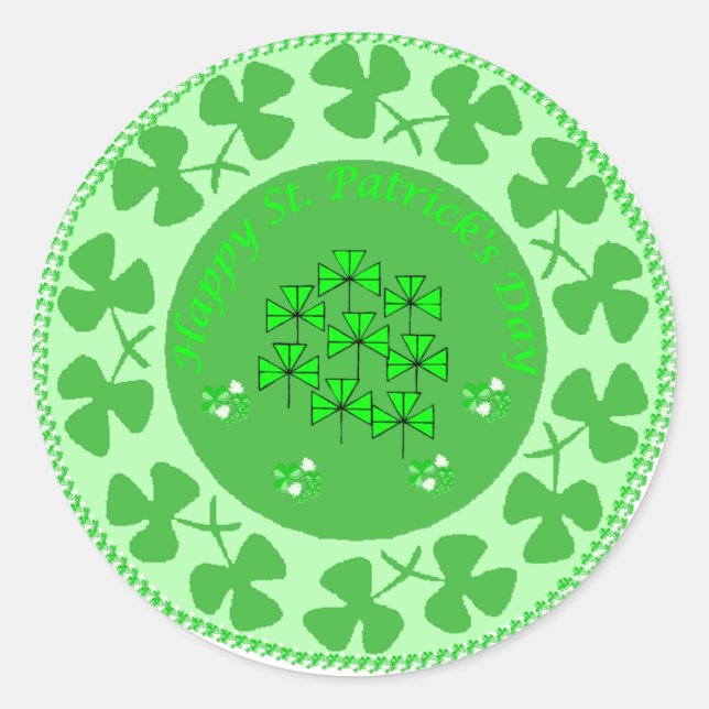 Shamrock Circle Classic Round Sticker (Front)