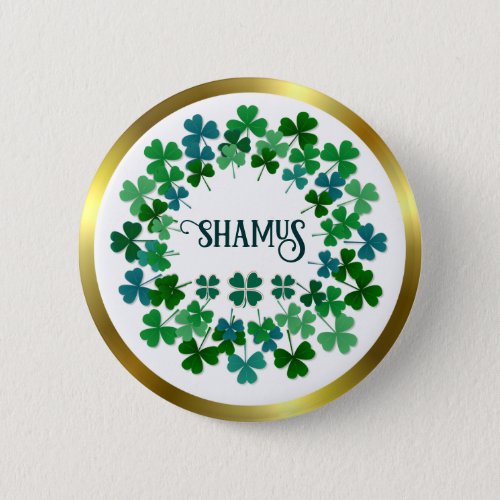 Shamrock Circle  Custom Text Classic Round Sticker Button