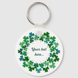 Shamrock Circle Custom Text Key Ring